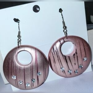 Shimmering Rose Gold Painted Hoop Pierced Earrings